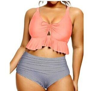 Women Plus Size swim top with ruffle